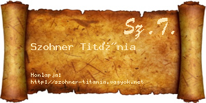 Szohner Titánia névjegykártya